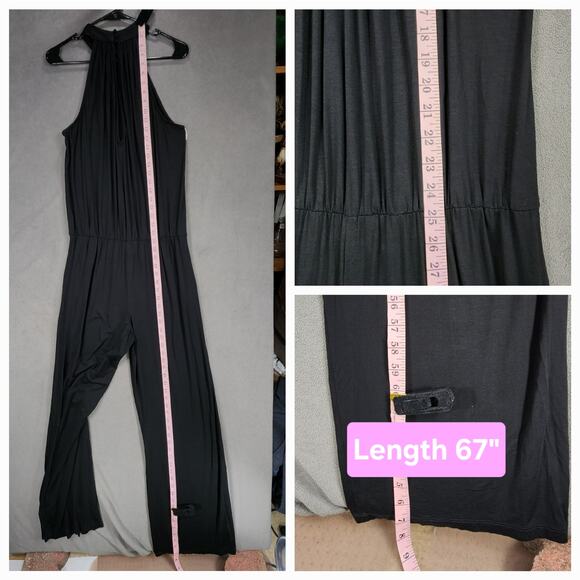 Trina Turk Halter Jumpsuit L Women Black Elastic Waist Sleeveless Resortwear NEW - Picture 4 of 9